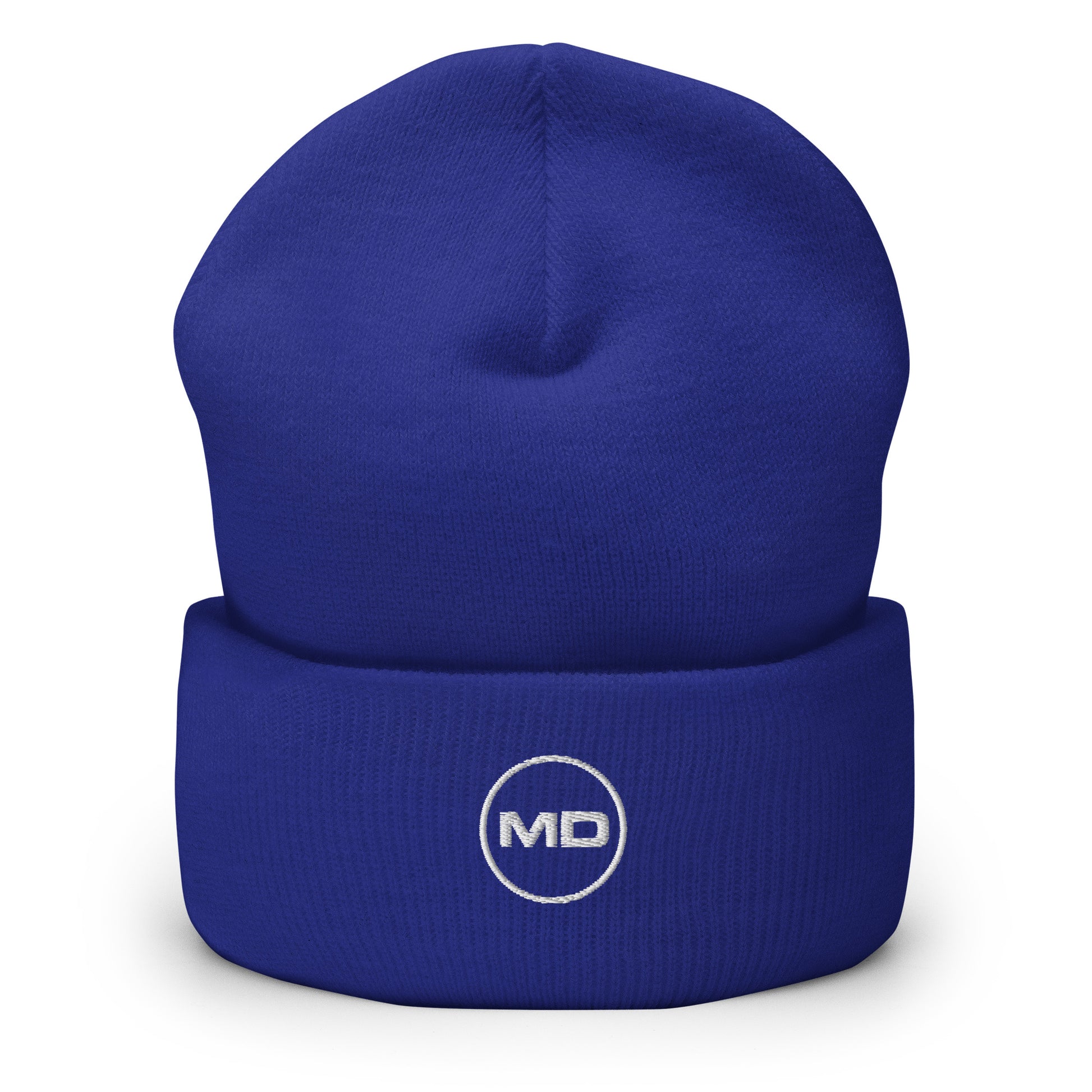 Cuffed Beanie - White Embroidery