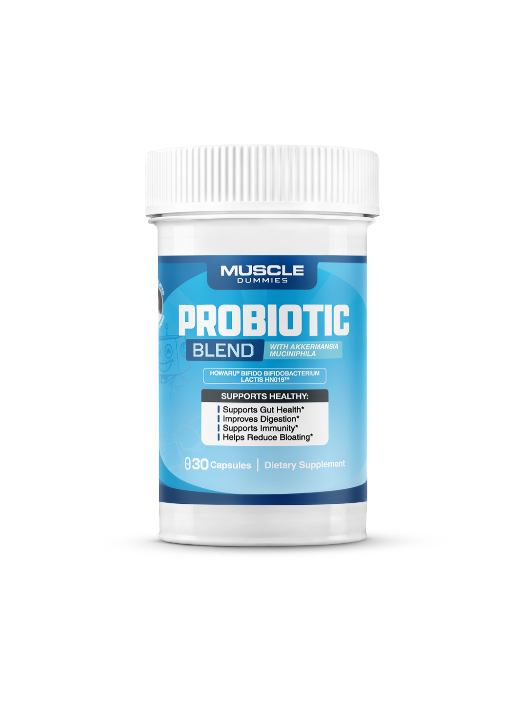 MD Probiotic Blend with Akkermansia · 4 Strains – Muscle Dummies